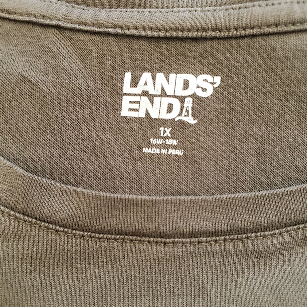 Lands' End Women Olive Green Long Sleeve Crew Neck Tee T Shirt 1X - Picture 5 of 5